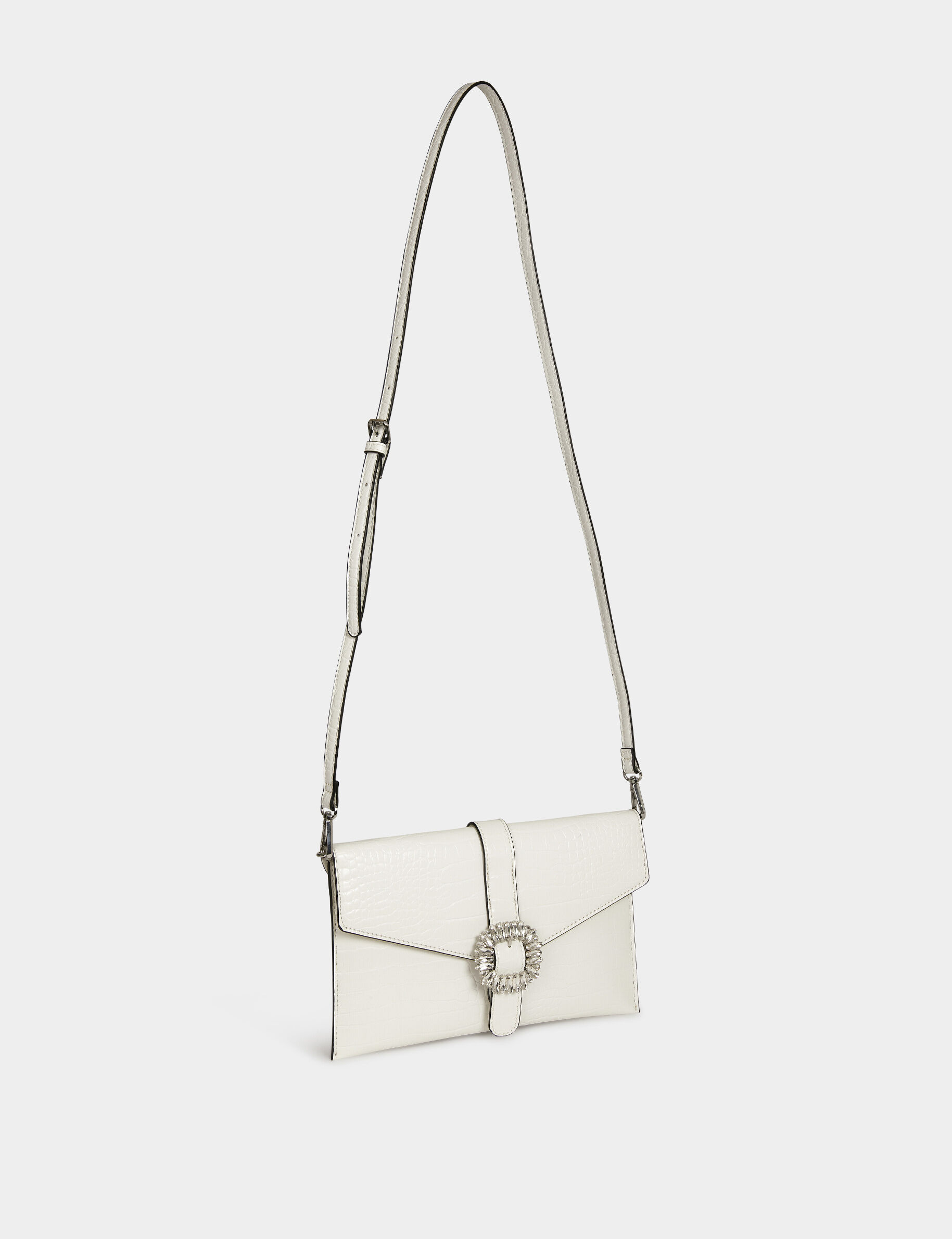 Sac pochette avec boucle à strass blanc femme - blanc