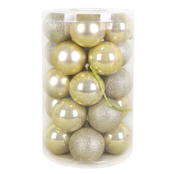 Christmas Goods kerstballen mix kunststof 25 stuks champagne