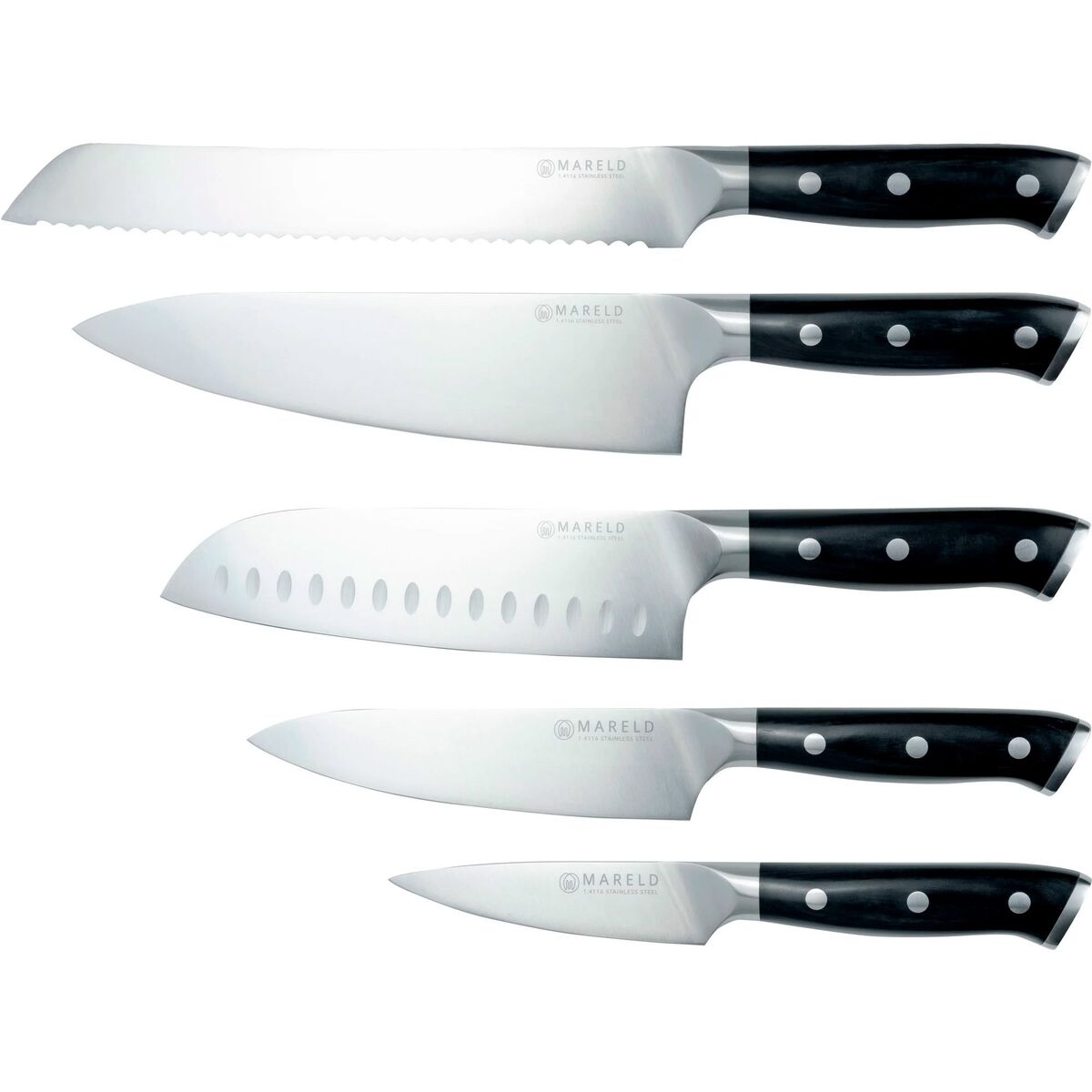 Knivsett, 5 kniver, svart