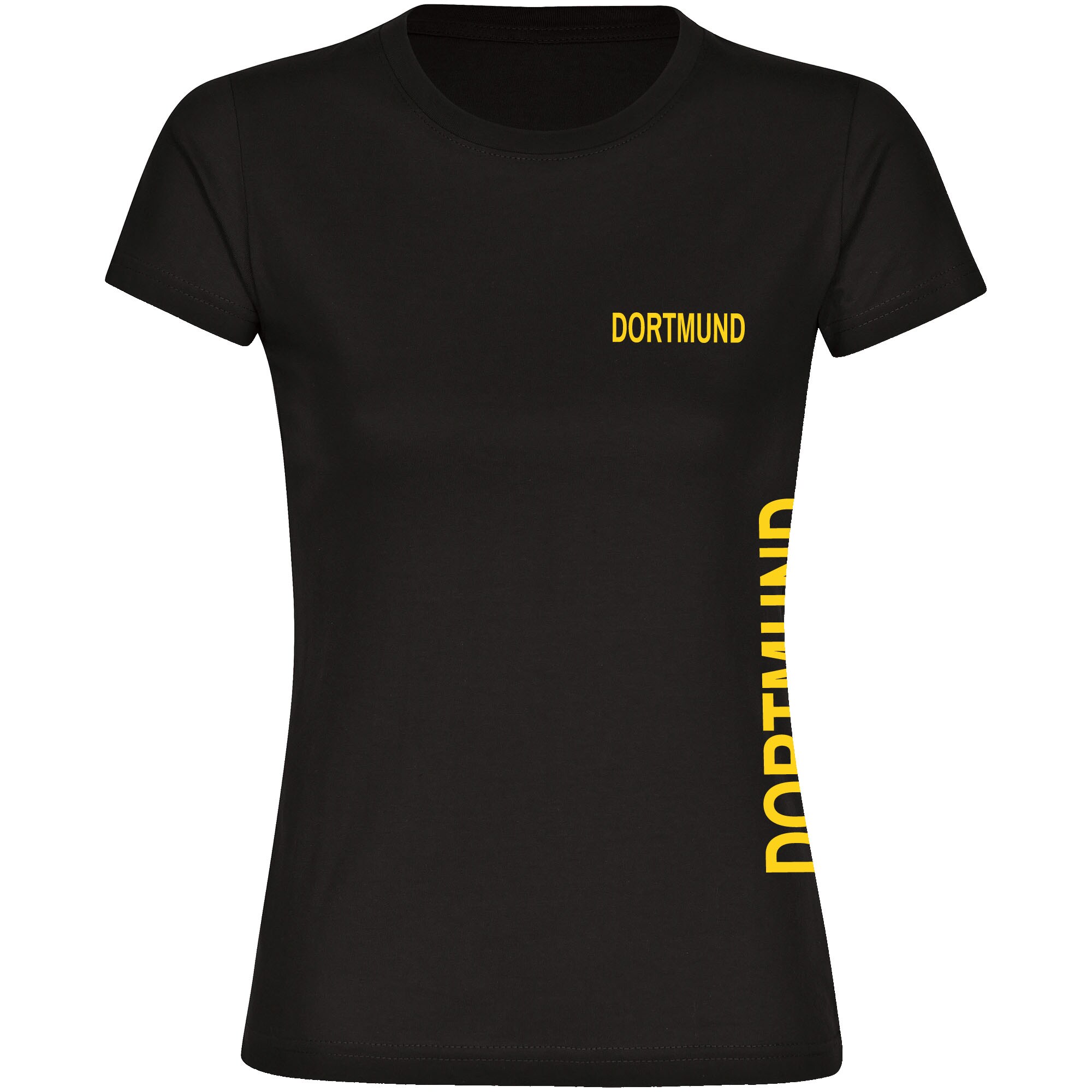 multifanshop® Damen T-Shirt - Dortmund - Brust & Seite - Druck gelb