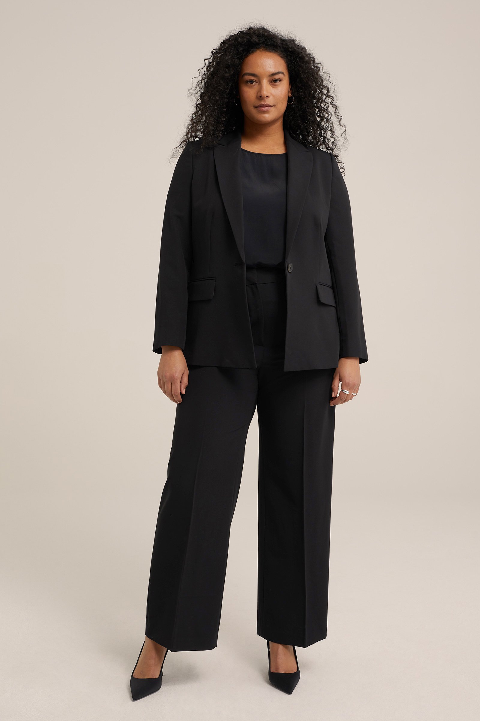 getailleerde blazer - Curve WE Fashion Zwart