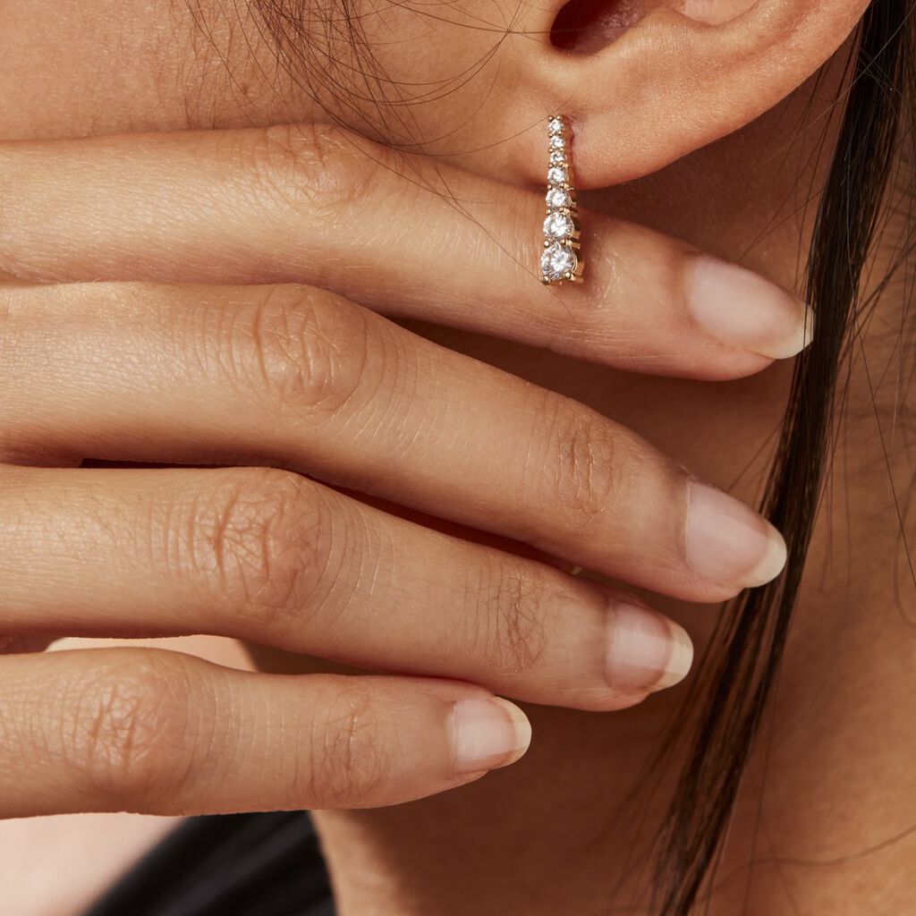 Boucles D'oreilles Pendantes Plaqué Or Beisiris Oxydes De Zirconium