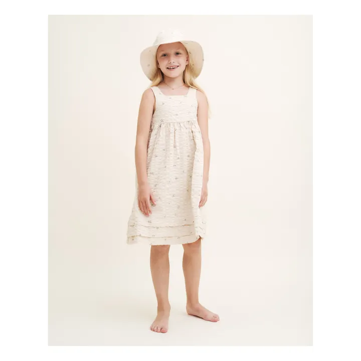garbo&friends Robe Fleurie Seersucker Enfant | Ecru