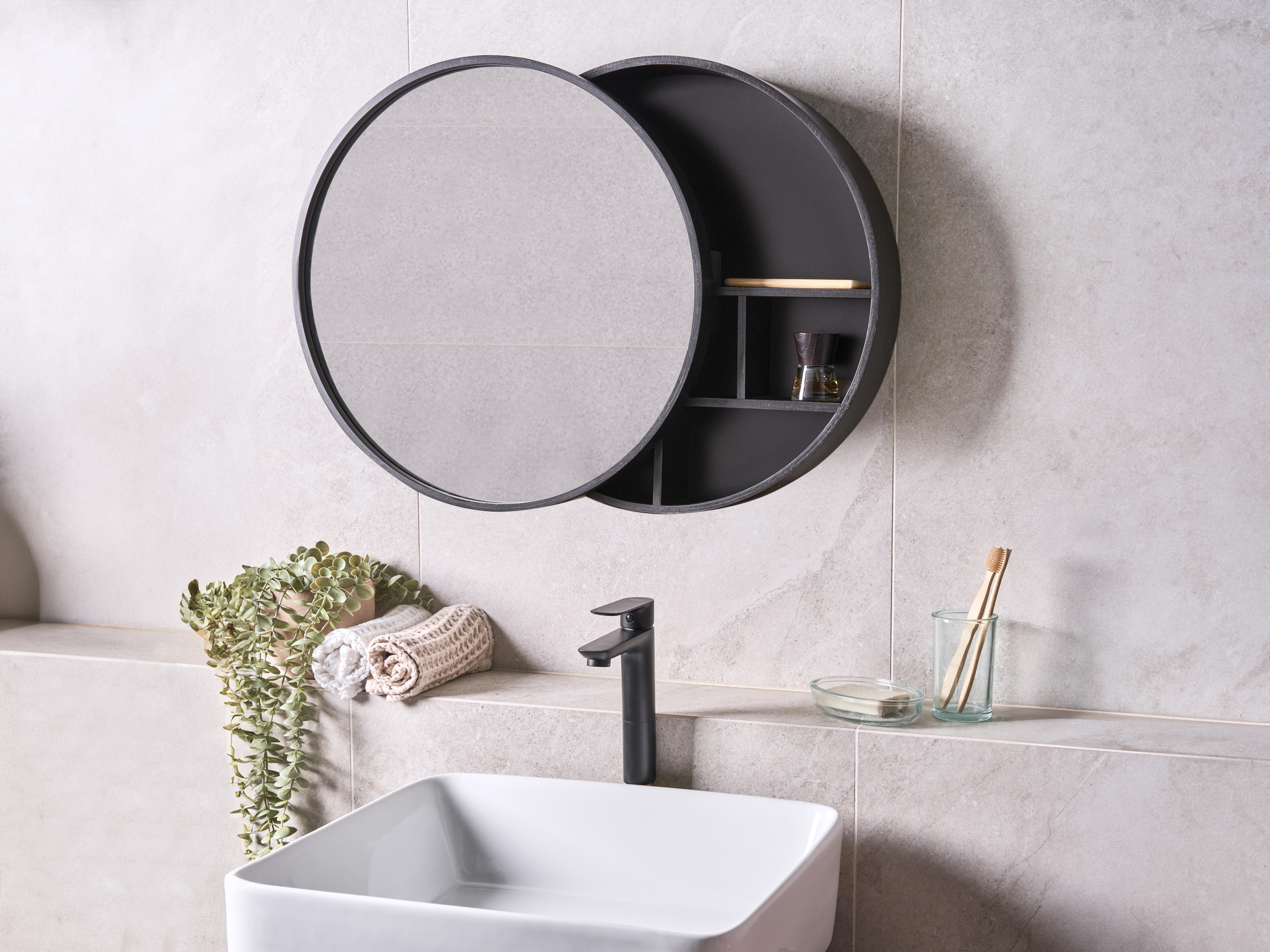 Badkamer wandkast met spiegel UCAYALI 50 cm 50 cm Zwart