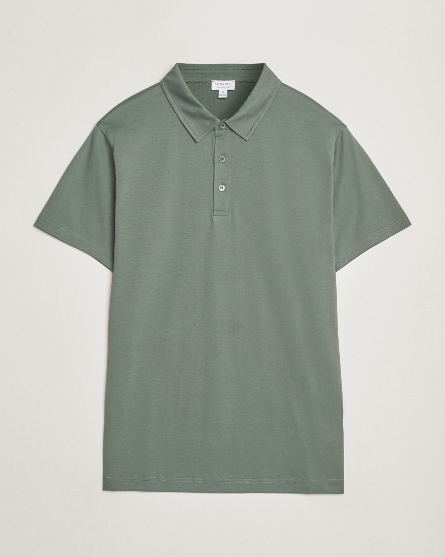 Sunspel Cotton Jersey Polo Dusk Green