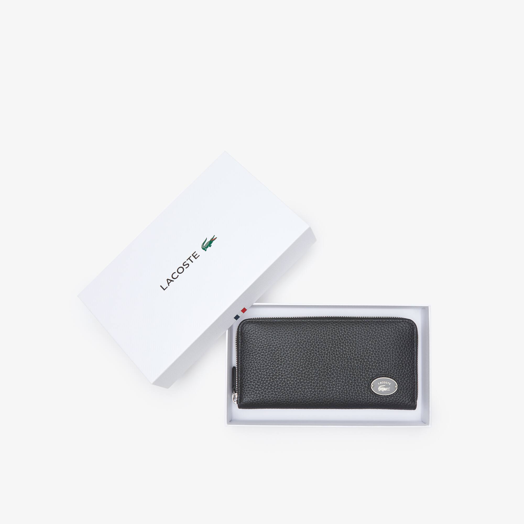 Portefeuille zippé femme Lacoste avec plaque métallique Portefeuilles & Petite Maroquinerie - Noir - Lacoste - Femme