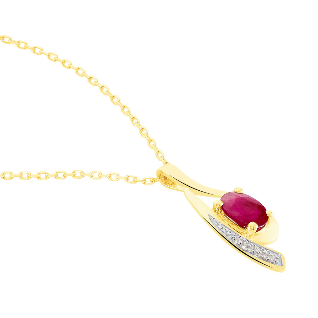 Collier Sagesse Or Jaune Rubis Et Diamant