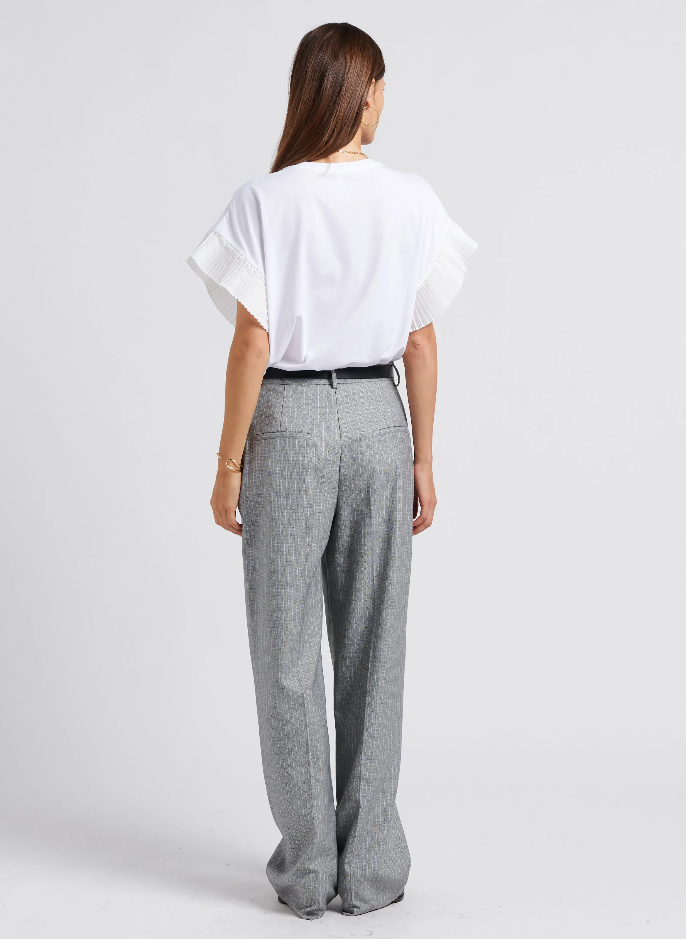 Pantalon palazzo taille haute large | Noir