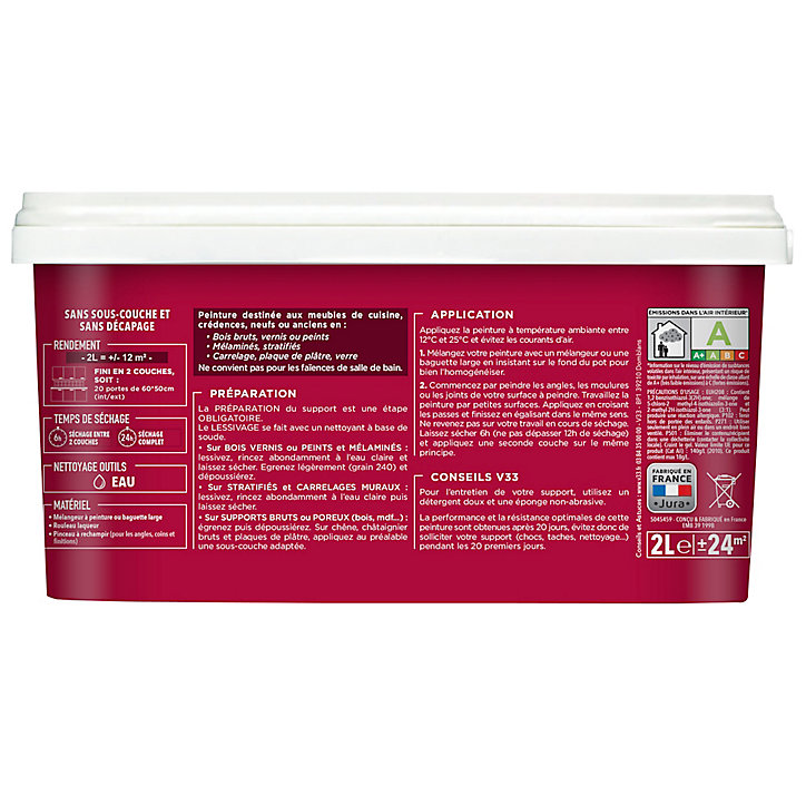 Peinture de rénovation meuble cuisine V33 gris loft satin 2L