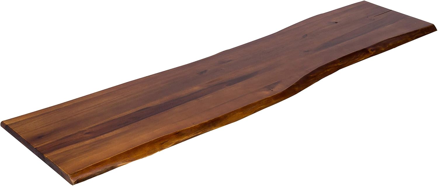 SAM Baumkanten-Platte, 120x40 cm, Akazie massiv, cognacfarben, stilvolle Holzbank, pflegeleichtes Unikat