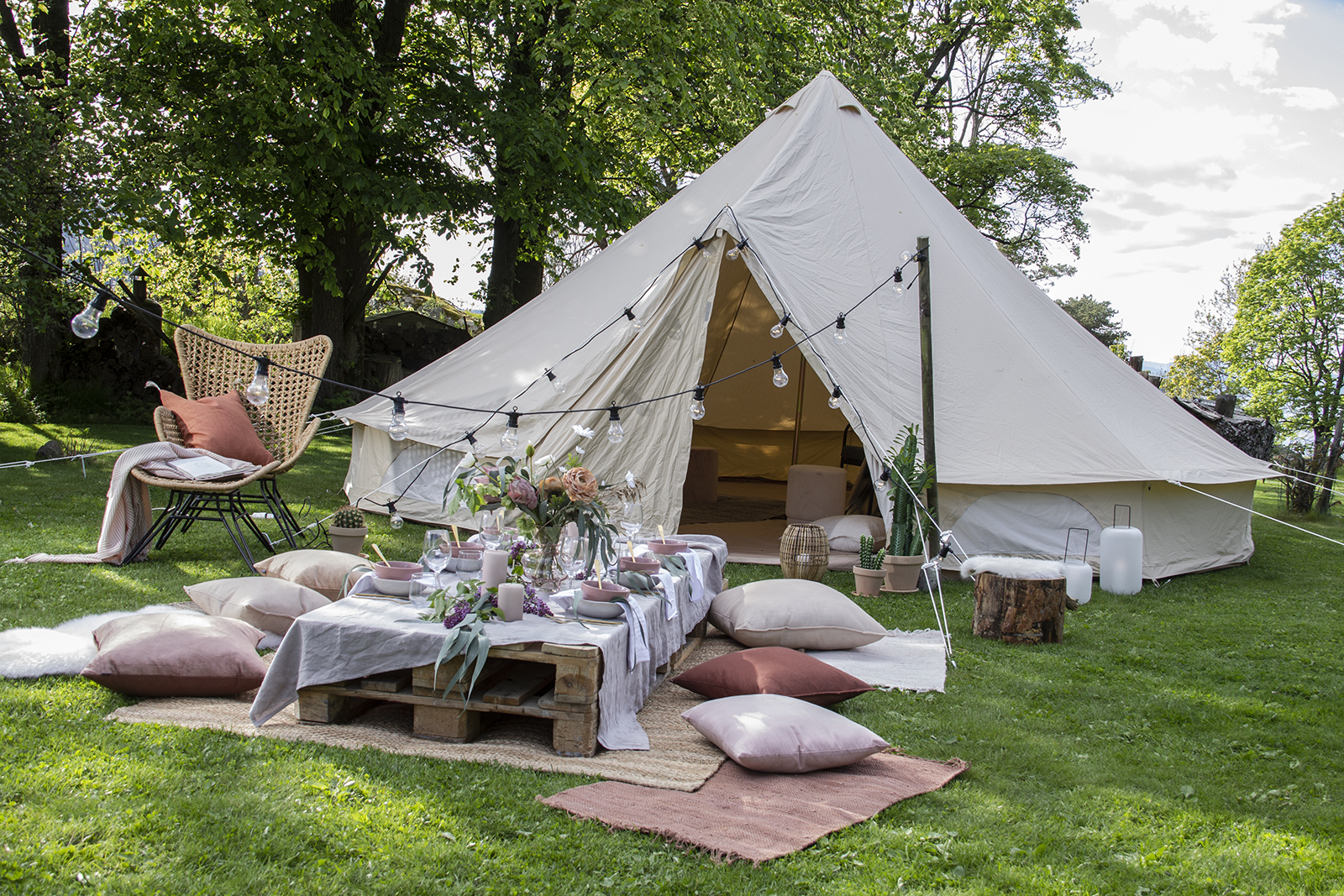 Green telt Glamping telt i vanntett canvas. Ø600 cm
