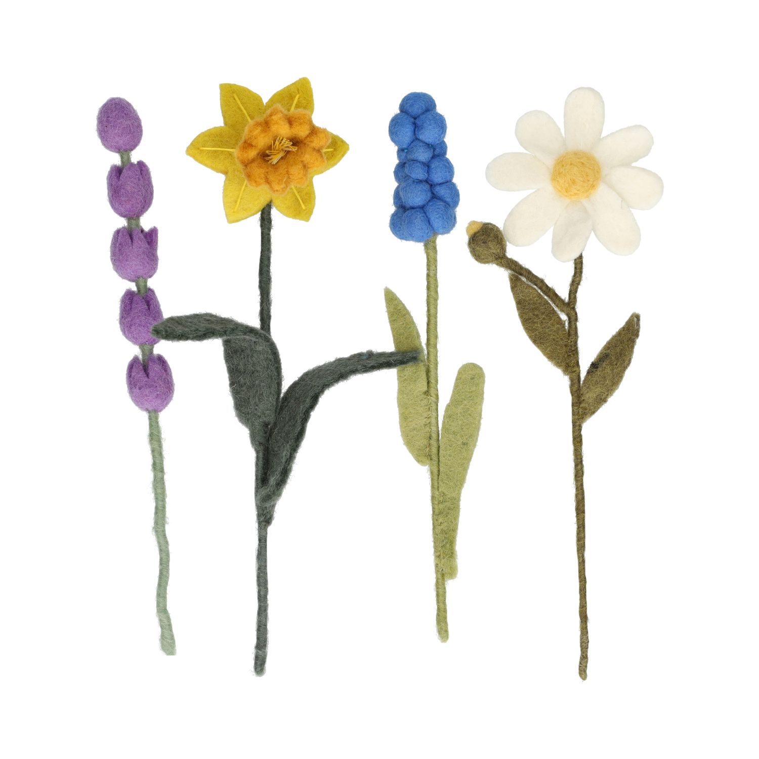 Bloem, vilt, narcis, geel, 24 cm