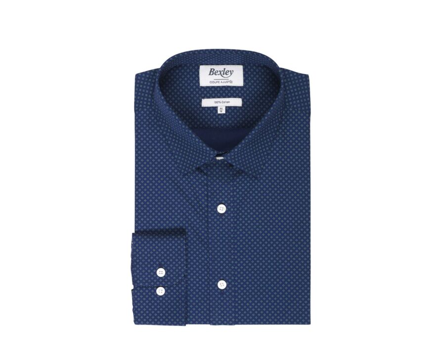 Chemise marine imprimée à motif vert - PHILBERT