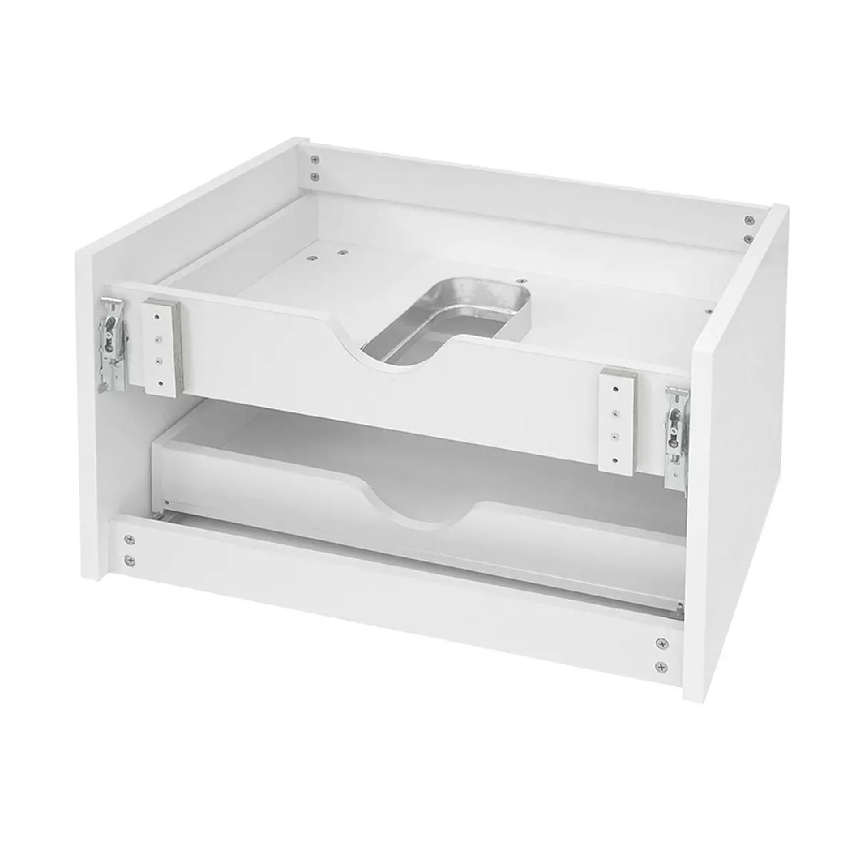 decoshop26 Meuble bas sous évier 2 tiroirs - Blanc brillant