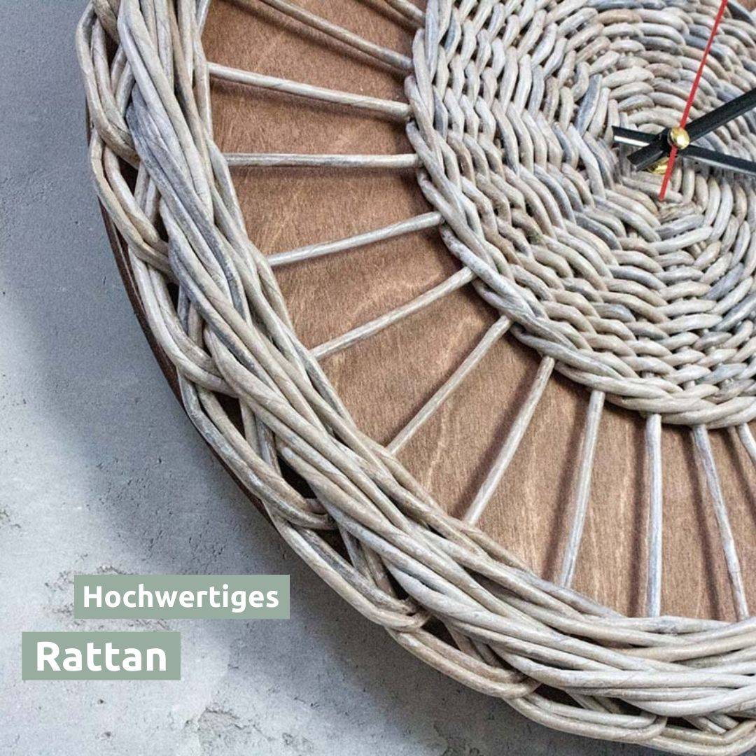 holz4home® Rattan-Wanduhr „Weave“