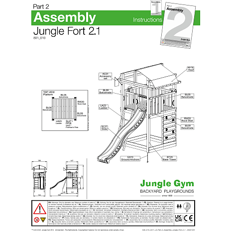 Jungle Gym Fort 2.1 legetårn inkl. blå rutsjebane