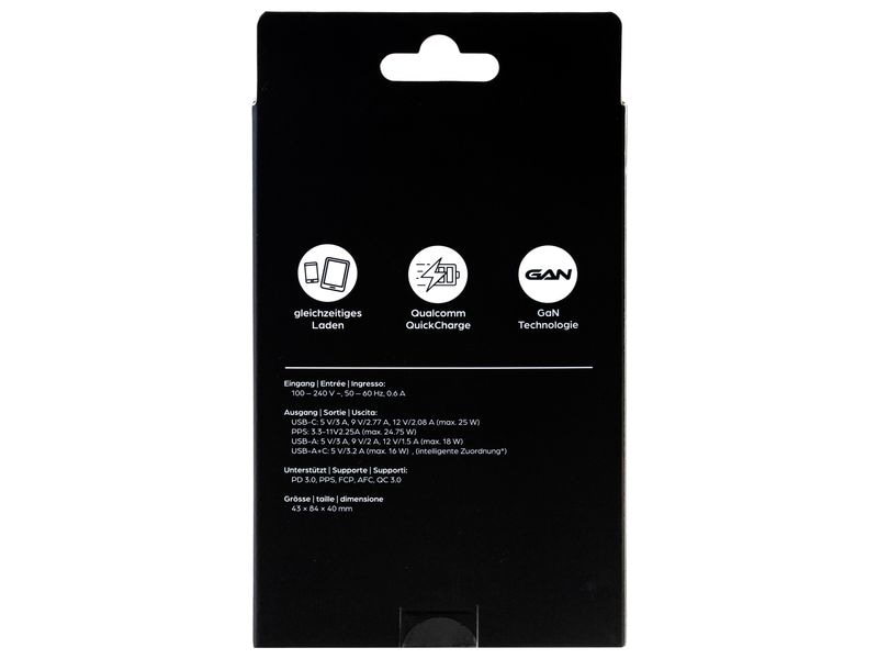 onit USB-Wandladegerät Dual 1C1A 25 W GaN Schwarz Ladeadapter mit einem USB-C- und einem USB-A-Port