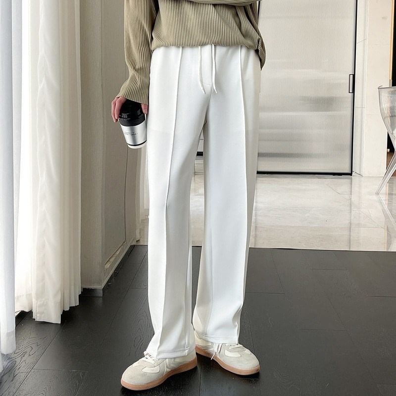 Nightbell - Mid Rise Plain Straight Leg Broek