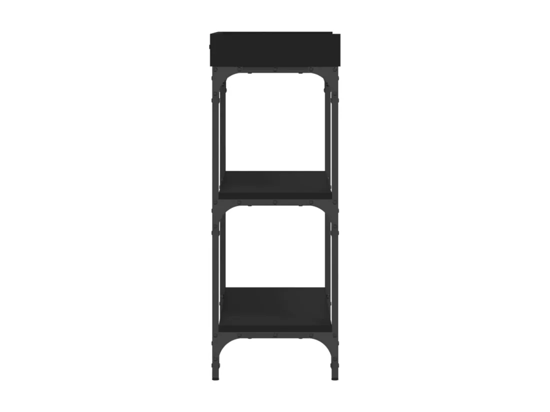 Table console avec étagères noir 75x30x80 cm