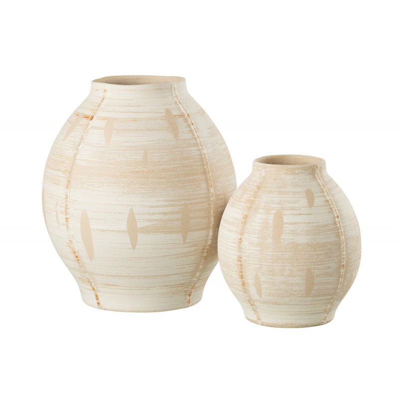 Vase rond en céramique beige 18x18x20 cm