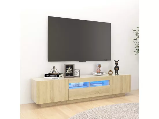 Meuble TV avec lumières LED Chêne sonoma 180x35x40 cm