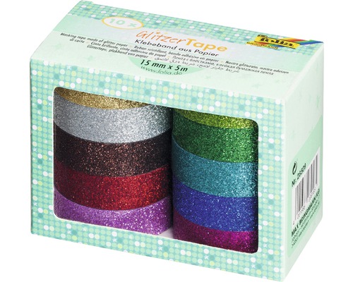 Glittertape 15 mm x 5 m, set van 10