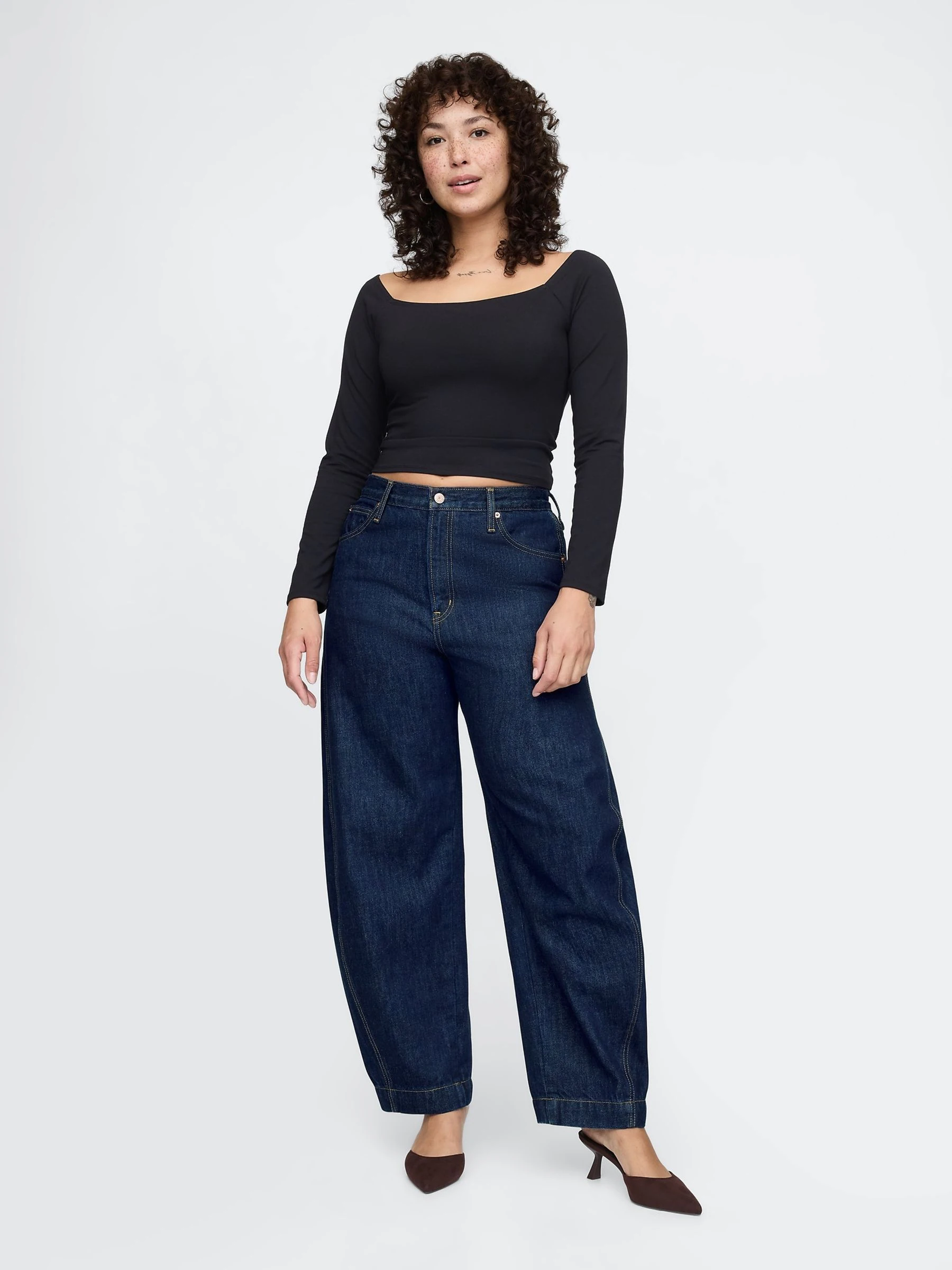 Donker indigo - Gap jeans met hoge taille en toelopende pijpen