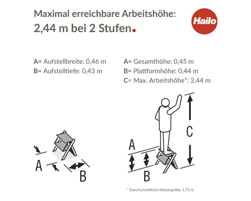 Hailo MK80 ComfortLine Opvouwbare Opstapkruk 2 Treden