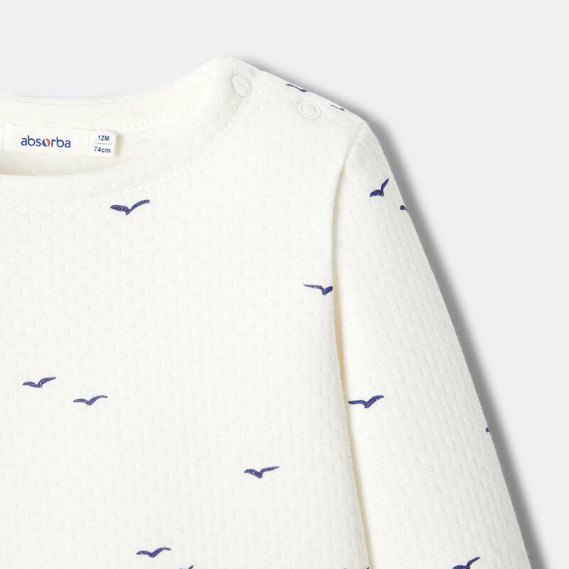 T-shirt manches longues en coton bio blanc bébé fille Absorba Blanc