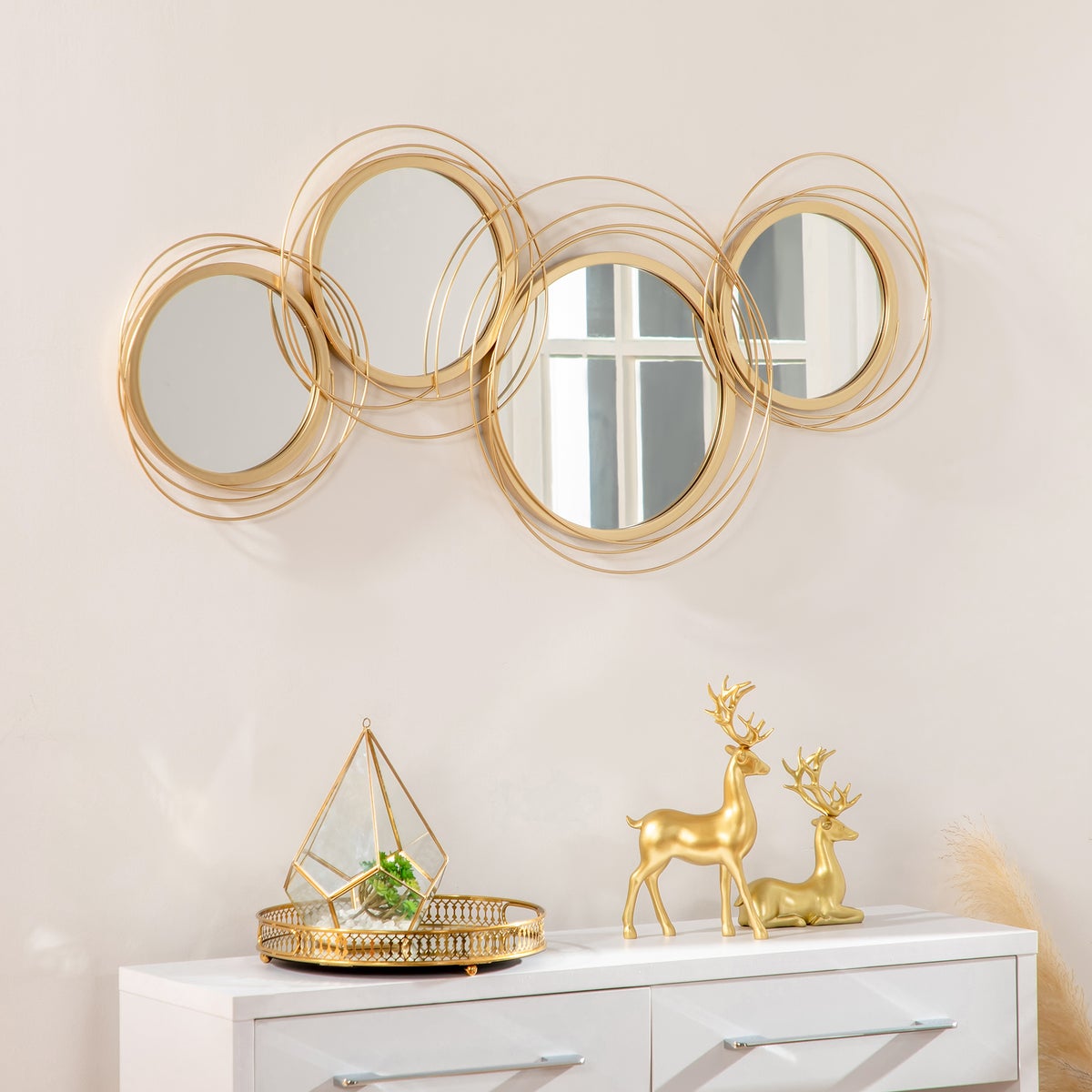HOMCOM spiegelset, 107 x 4 x 56 cm, metaal, goud