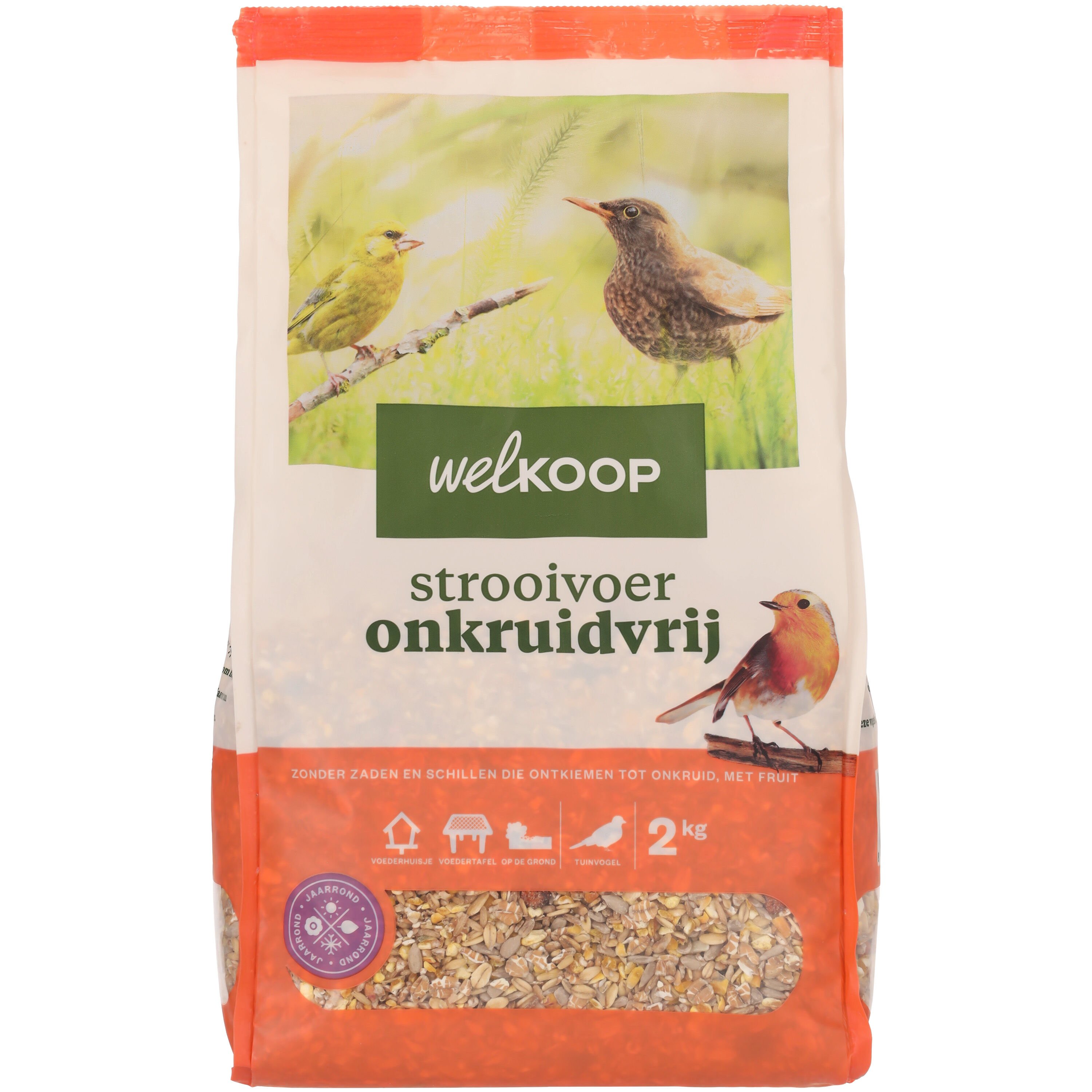 Welkoop - Strooivoer met Fruit - Onkruidvrij - Tuinvogelvoer - 2 Kilogram - Onkruidvrij