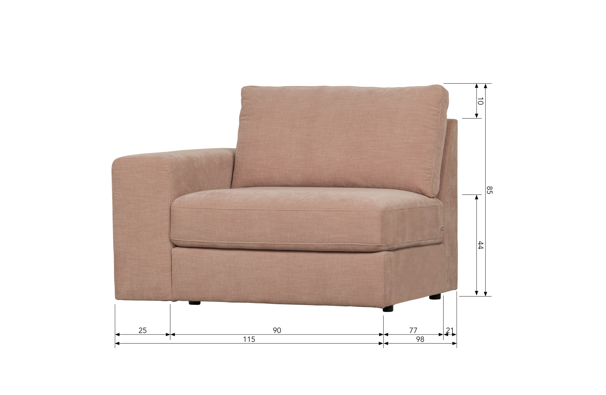 vtwonen 1-zits element Family met arm links Family 1-zits Element Met Arm Links - Roze