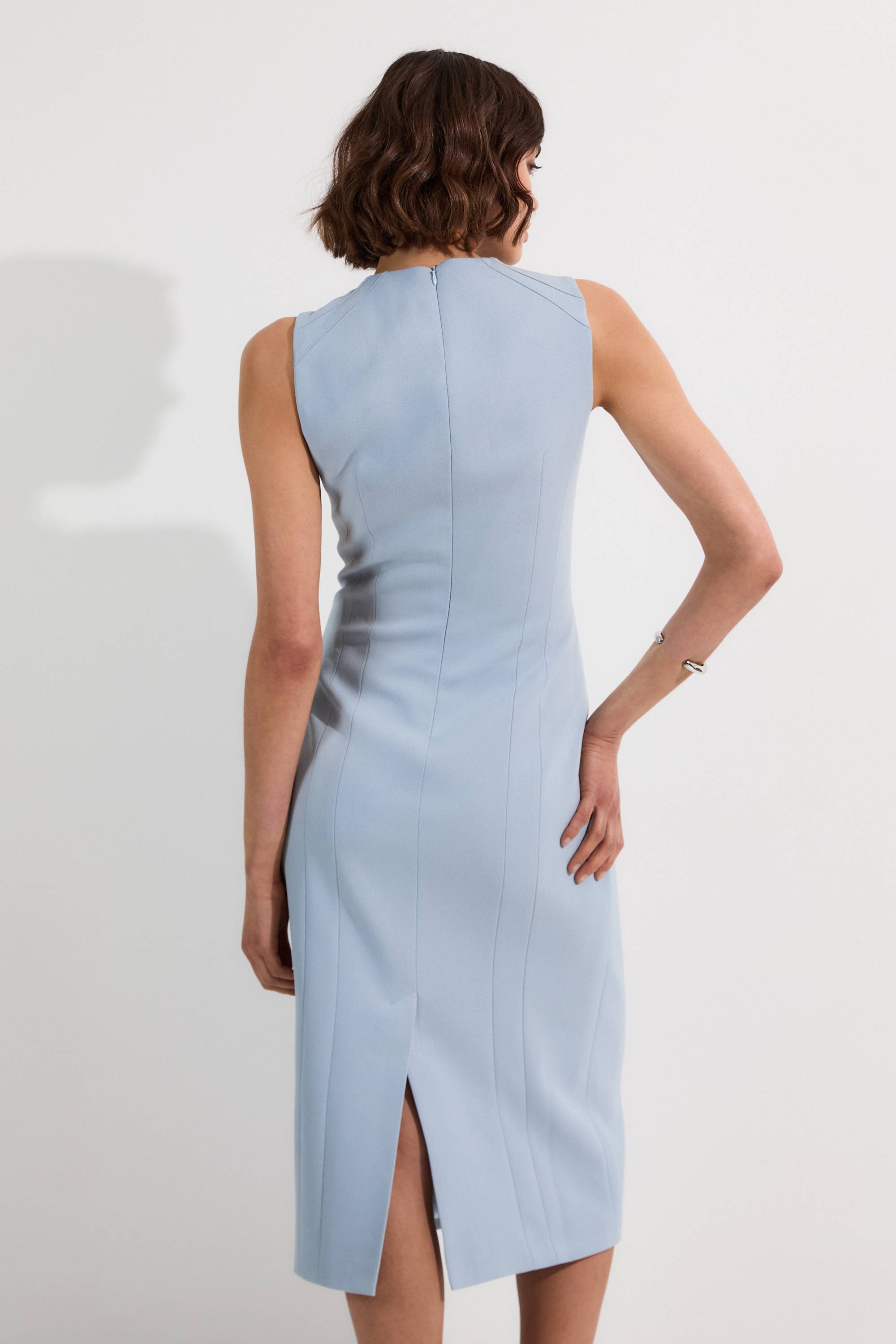 KarenMillen Tall Structured Crepe Sleeveless Tailored Pencil Midi Dress