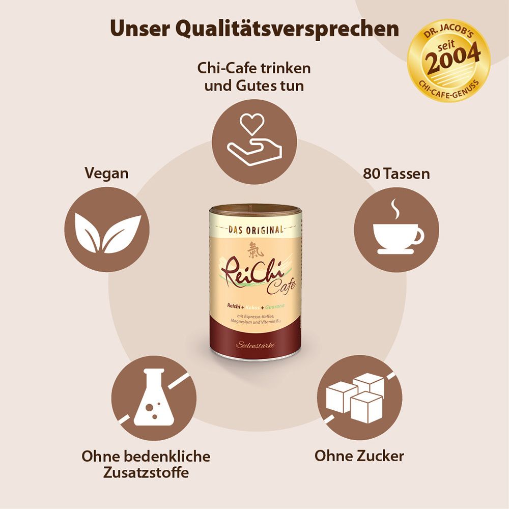 ReiChi Cafe Reishi-Pilz Espresso Kaffee Kokos Guarana Ginseng vegan