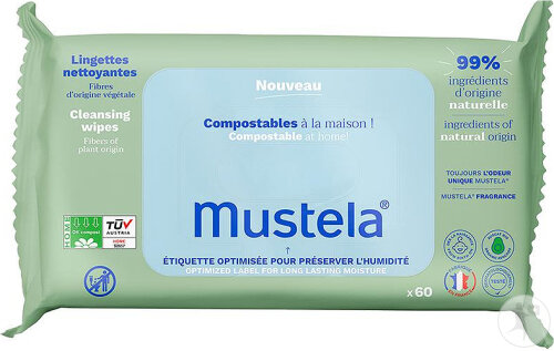 Mustela Lingettes Nettoyantes Compostables Avec Parfum 60 Pièces