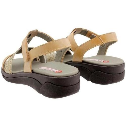 Piesanto - SANDALIA MUJER CUÑA PIEL COMBINADA CON VELCRO Marrón