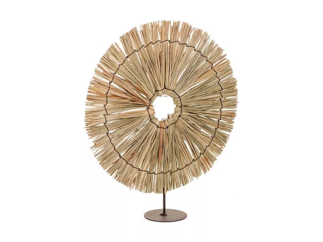 Figure décorative en fibre naturelle marron 32x02x37h