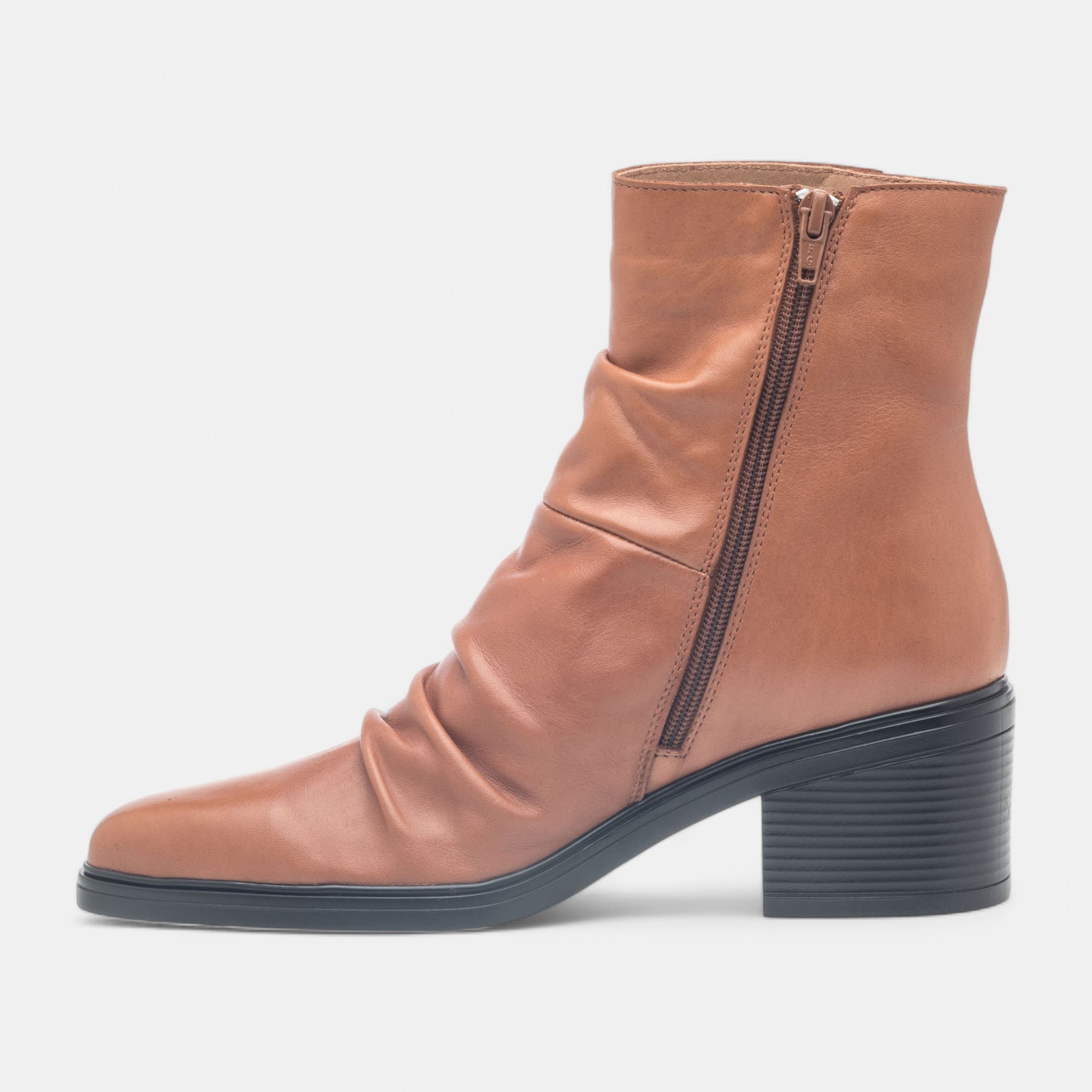 Bottines à talon Femme en cuir cognac