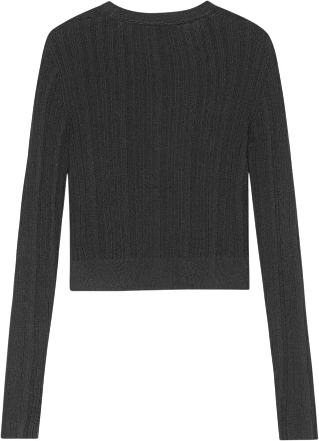 Ganni Light Viscose Rib Cardigan Black