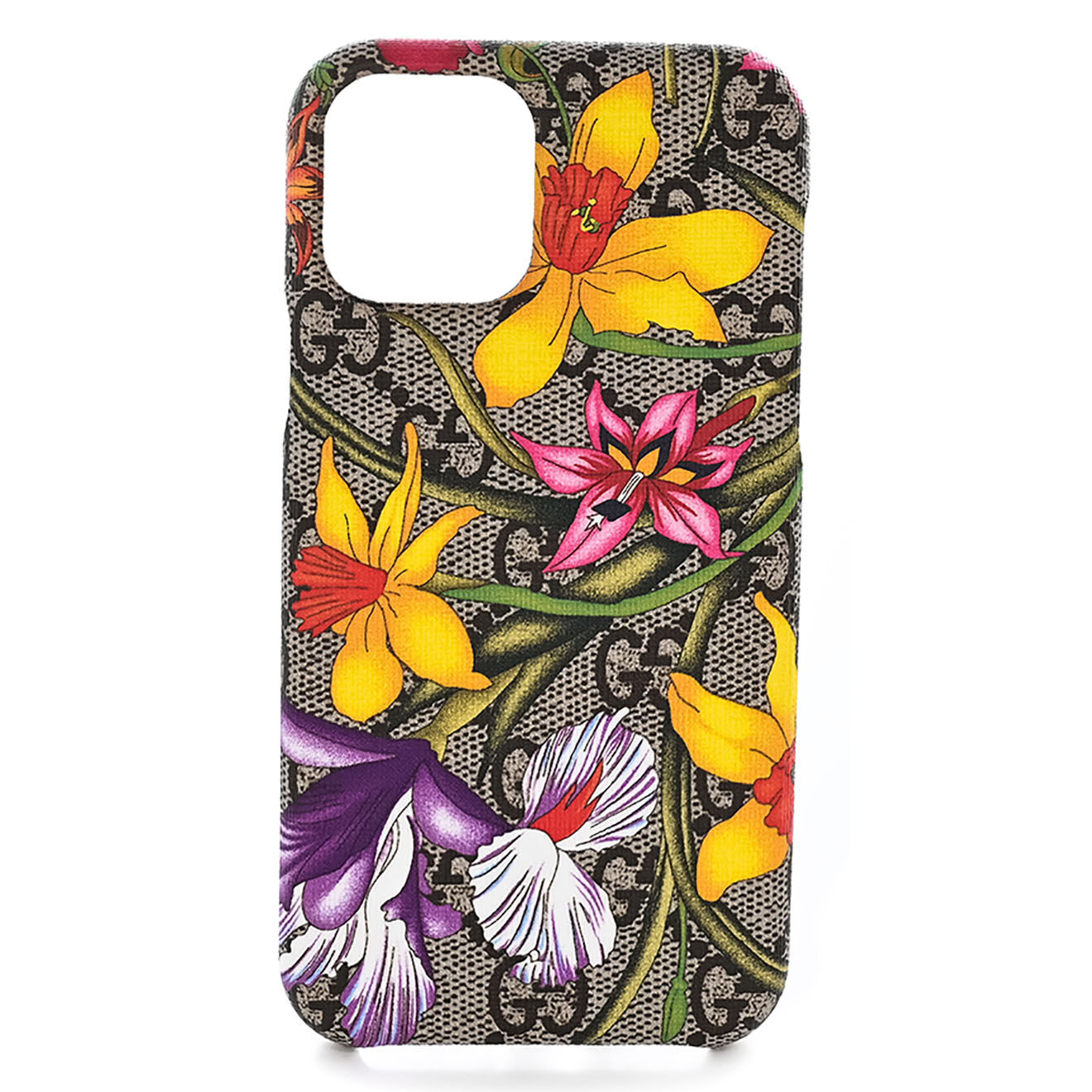 Gucci Coque Iphone 12 en Cuir Monogramme Fleuri beige - Neuf sans étiquette