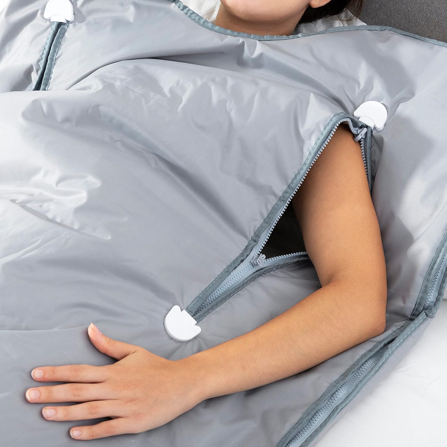 InnovaGoods - Infrarot-Saunadecke, Ganzkörper-Thermodecke zur Fett- und Toxineliminierung, 2 unabhängige Heizzonen, Fernbedienung, Grau, Small Single, Acrylnitril-Butadien-Styrol