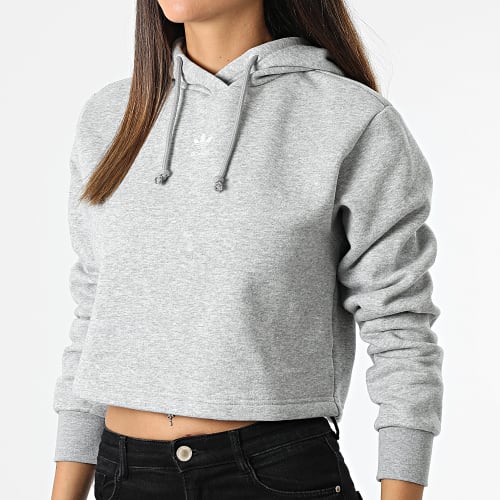 Sweat Capuche Femme Crop HJ7851 Gris Chiné