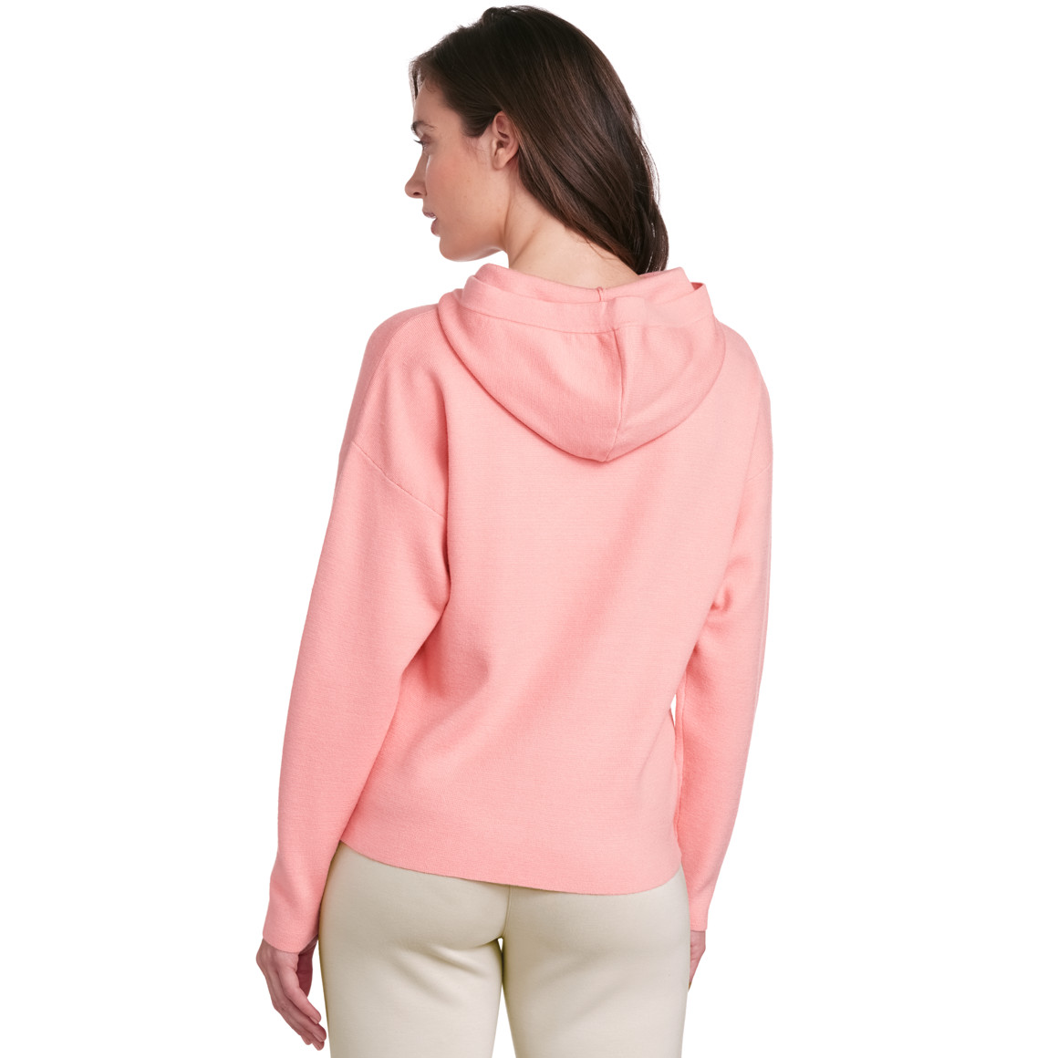 Gina Collection Damen Strickpullover mit Kapuze rosa