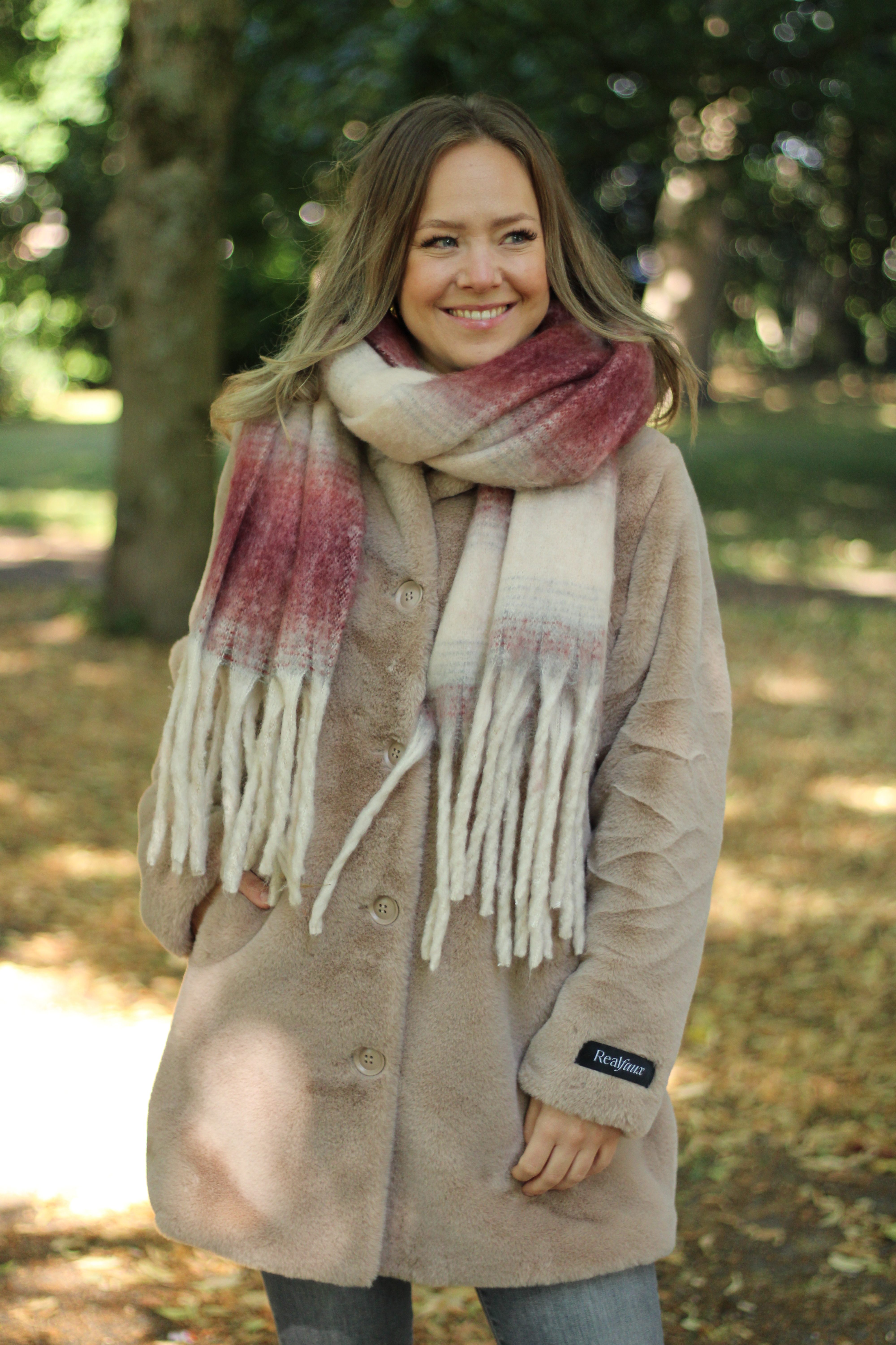 Rino & Pelle - Erica Checked Scarf - Sugar Plum/Birch