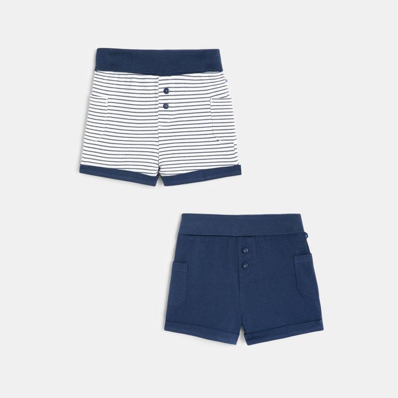 Short en maille piquée (lot de 2) bleu naissance Bleu