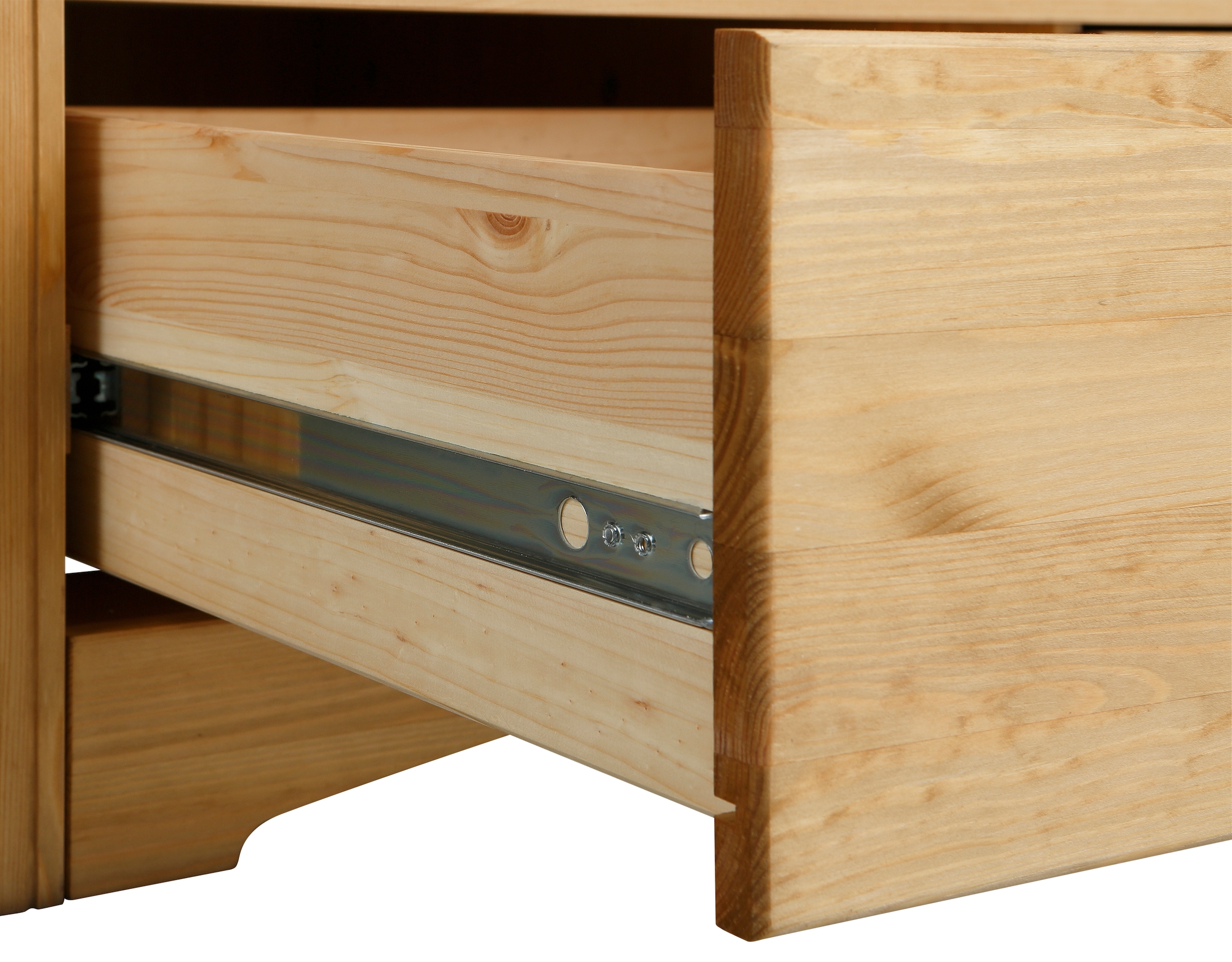 Home affaire Schiebetürenschrank »Konrad, Landhausstil, rustikal, mit Schubladen + Spiegel, Kassetten« 3 Breiten: 153/202/249 cm  H/T ca.207/64 cm,  massive Kiefer, FSC®-zertifiziert, Messinggriffe, mehrere Varianten