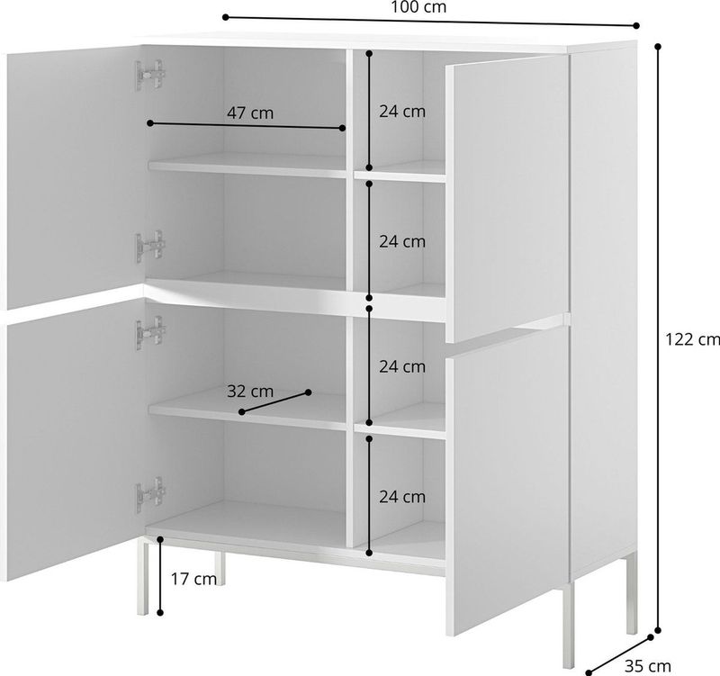 Selsey Bemmi Hoge kast Beige met zwarte poten