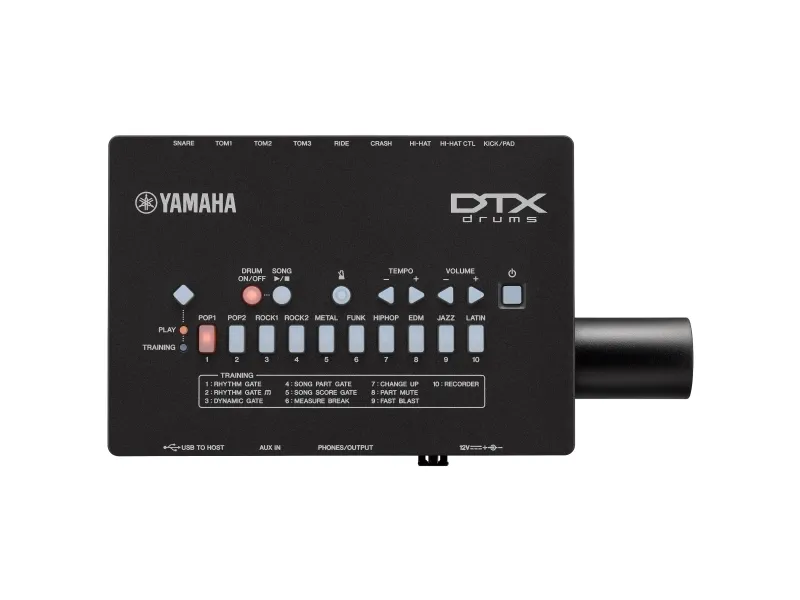 Yamaha DTX432K, Trommesystem, Crash, Hi-hat, Kick, Ride, Lilletromme, Tom, USB Type-B, 5 W, 269 x 39 x 147 mm, 500 g