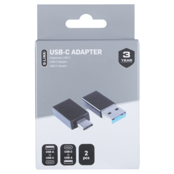 Q-Link adapter 1x USB-C/A en 1x USB-A/C zwart