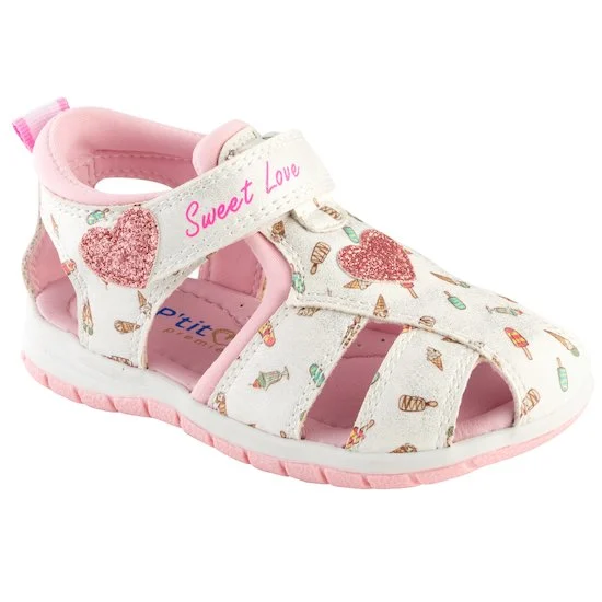 Sandales à paillettes   Blanc/Rose        de               P'tit Bisou premiers pas